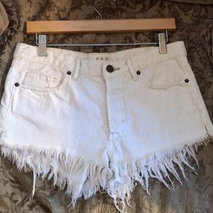 Free People White Denim Cutoff Shorts